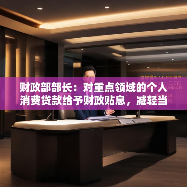 财政部部长：对重点领域的个人消费贷款给予财政贴息，减轻当期的支出压力