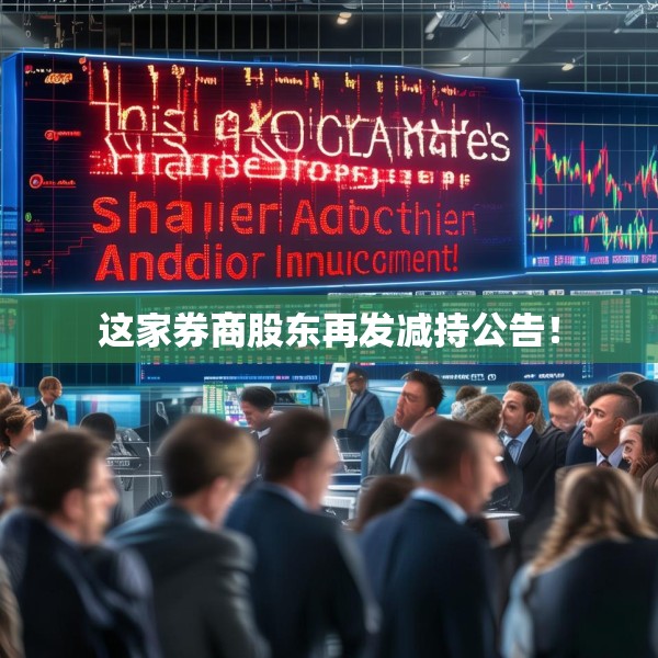 这家券商股东再发减持公告！
