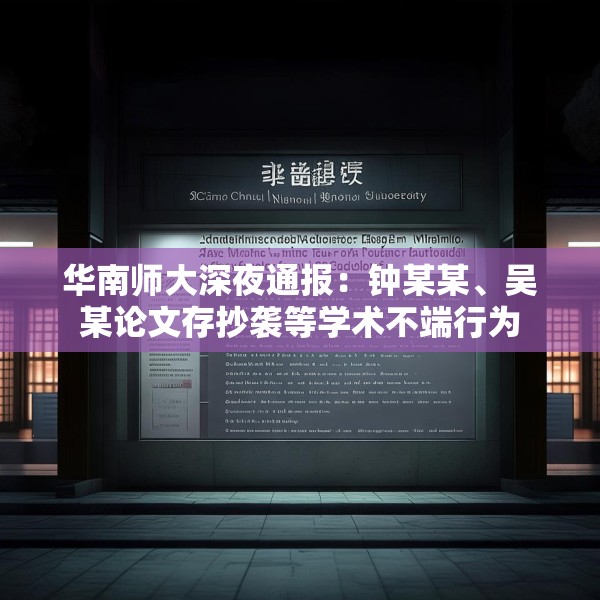 华南师大深夜通报：钟某某、吴某论文存抄袭等学术不端行为