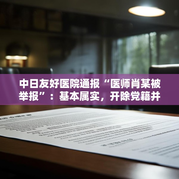 中日友好医院通报“医师肖某被举报”：基本属实，开除党籍并解聘