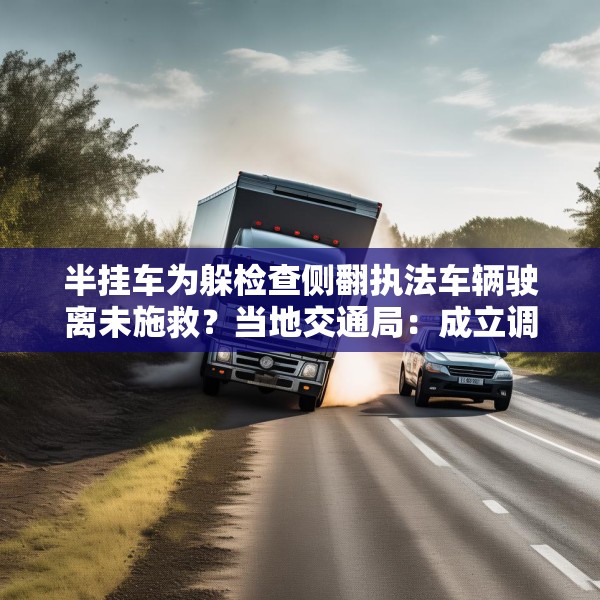 半挂车为躲检查侧翻执法车辆驶离未施救？当地交通局：成立调查组