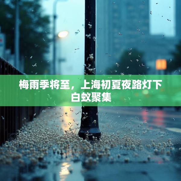 梅雨季将至，上海初夏夜路灯下白蚁聚集