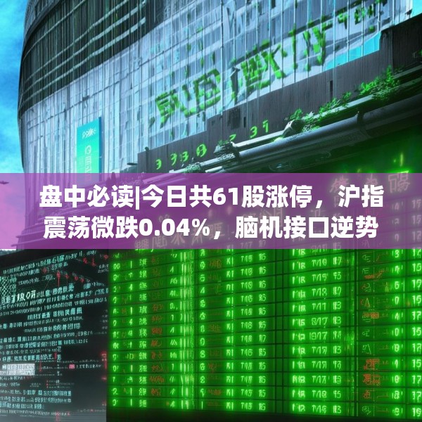 盘中必读|今日共61股涨停，沪指震荡微跌0.04%，脑机接口逆势走强