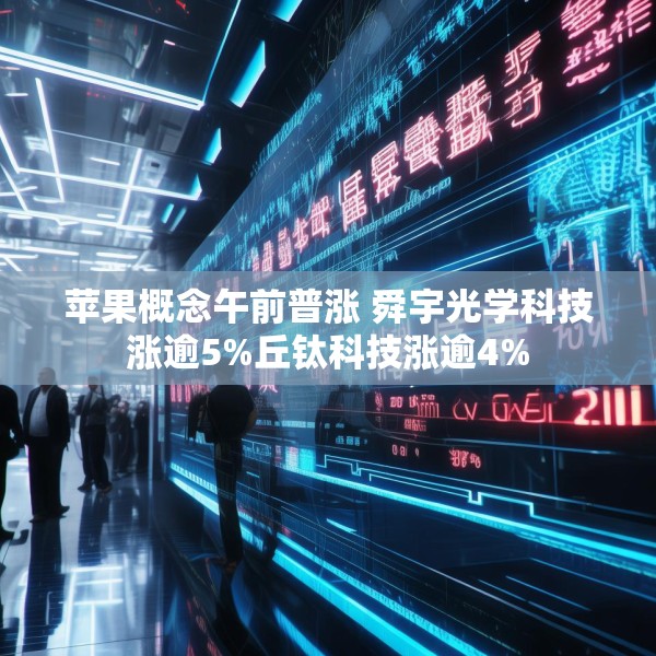 苹果概念午前普涨 舜宇光学科技涨逾5%丘钛科技涨逾4%