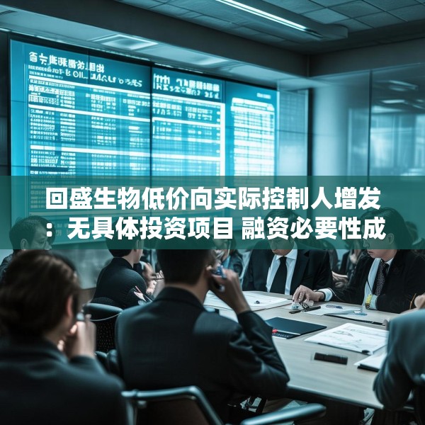 回盛生物低价向实际控制人增发：无具体投资项目 融资必要性成疑