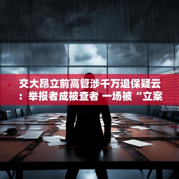 交大昂立前高管涉千万退保疑云：举报者成被查者 一场被“立案”反转的资本风暴