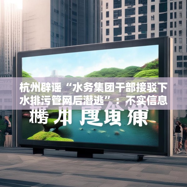 杭州辟谣“水务集团干部接驳下水排污管网后潜逃”：不实信息